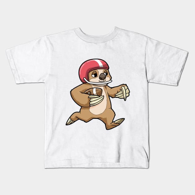 Sloth as Footballer with Football and Helmet Kids T-Shirt by Markus Schnabel